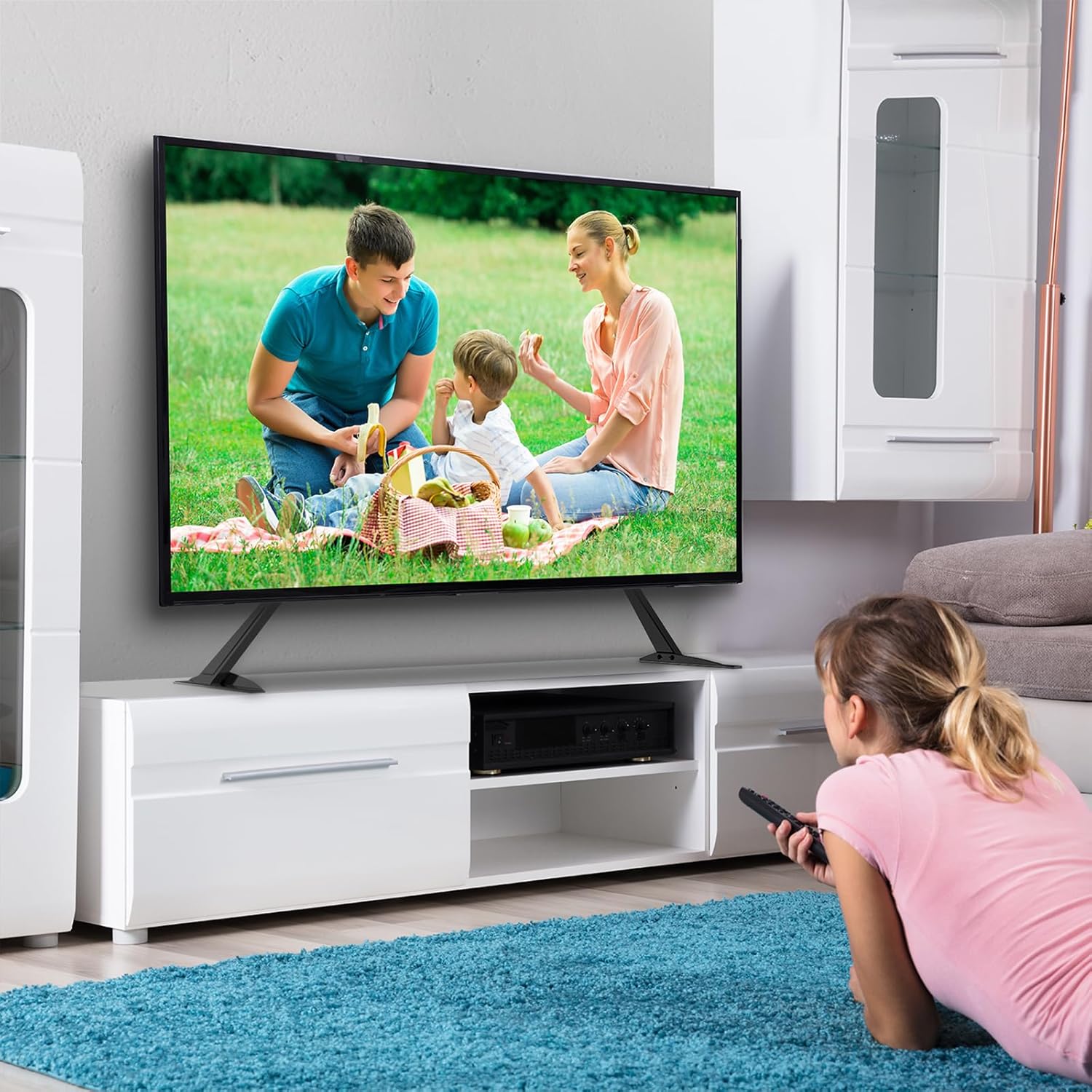 Soporte de TV para mesa WALI apta para la mayoría de las TV con pantalla plana...