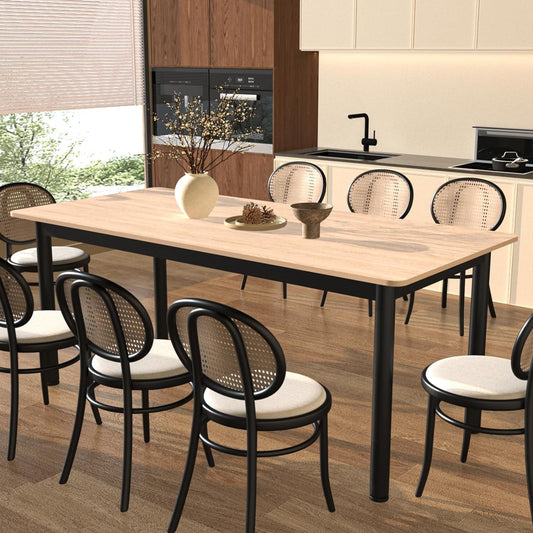 Mesa de comedor para 6 personas, mesa de comedor de madera de 59 pulgadas para