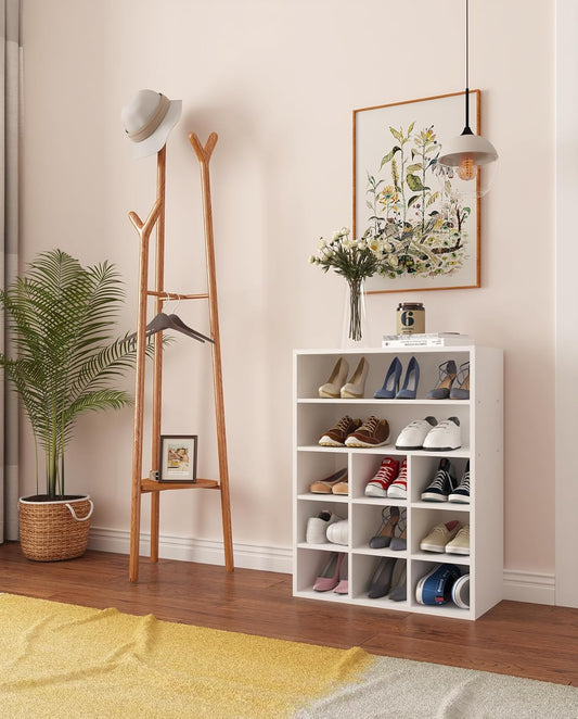 HAIOOU Zapatero apilable de madera con 9 cubos, organizador de zapatos de...
