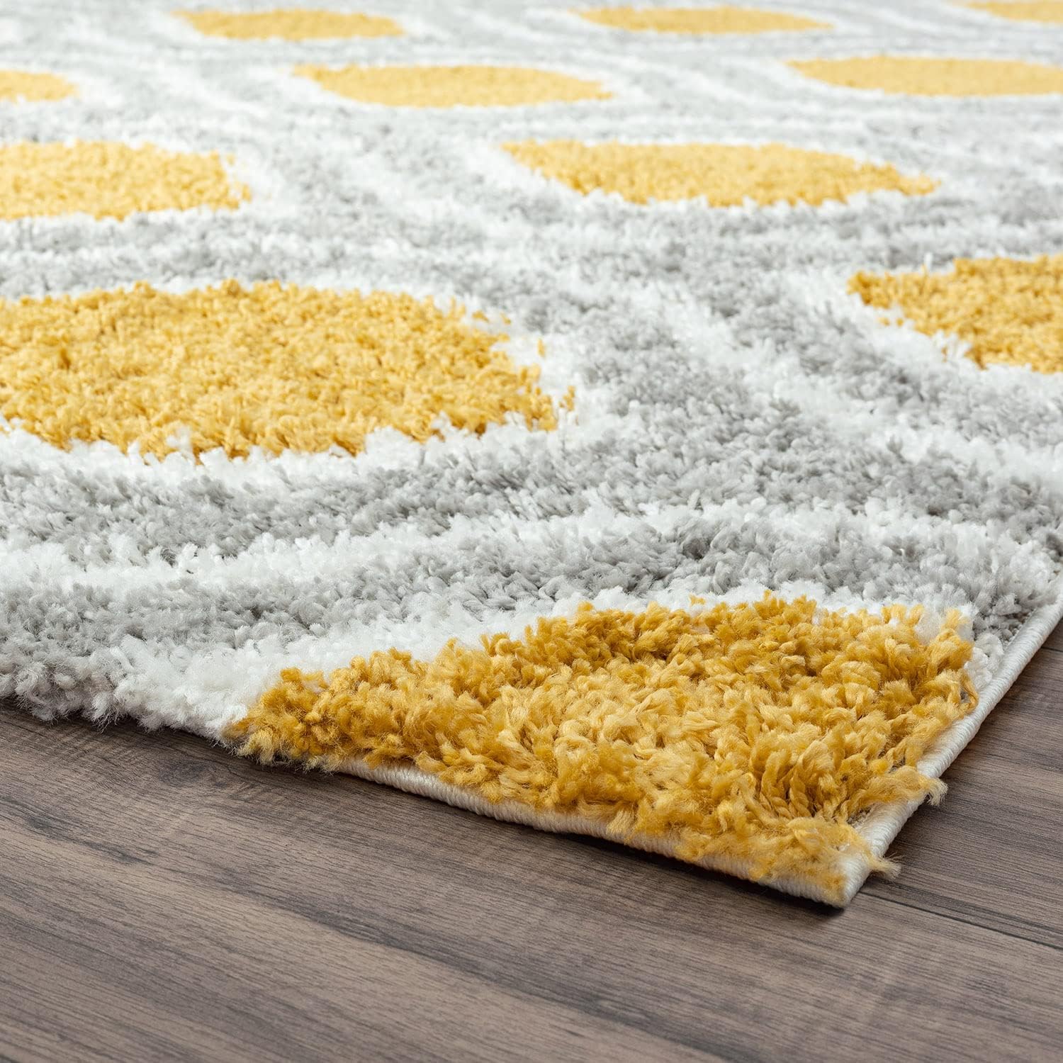 Alfombra dorada Easy Clean Shag de 5 x 7 pies, alfombra de área moderna de 5 x...