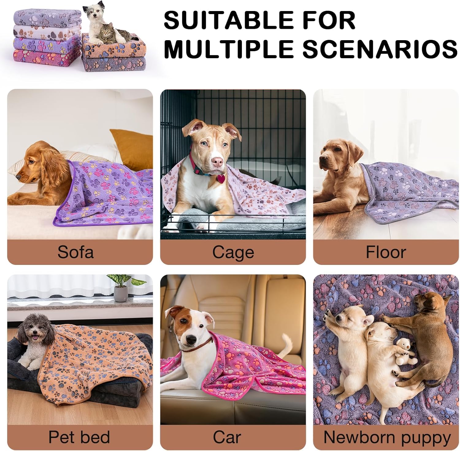 Dono 1 paquete de 6 mantas para perros, manta suave y esponjosa para cachorros...