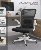 Monhey Silla de oficina ergonómica con soporte lumbar y brazos abatibles,...