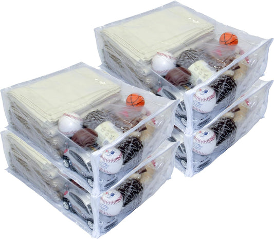 Paquete de 4 bolsas de almacenamiento de vinilo resistente con cremallera