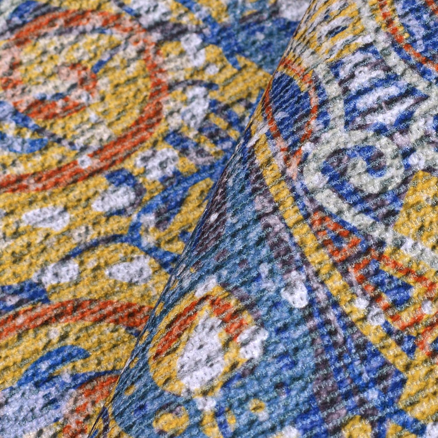 Alfombra bohemia redonda de 5 pies antideslizante para dormitorio, alfombra de
