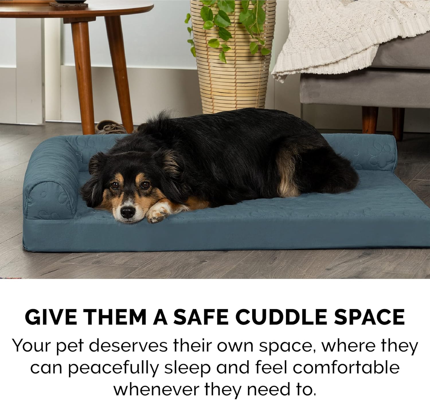 Furhaven - Cama Pinsonic acolchada con patas estampadas, en forma de L, de...