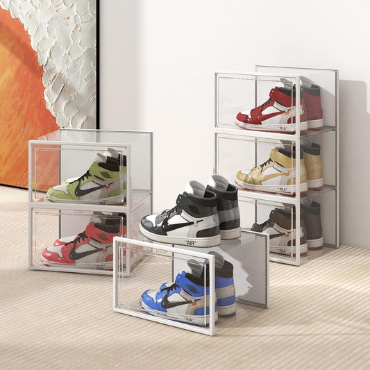 SEE SPRING Paquete de 6 cajas de almacenamiento de zapatos, organizador de...
