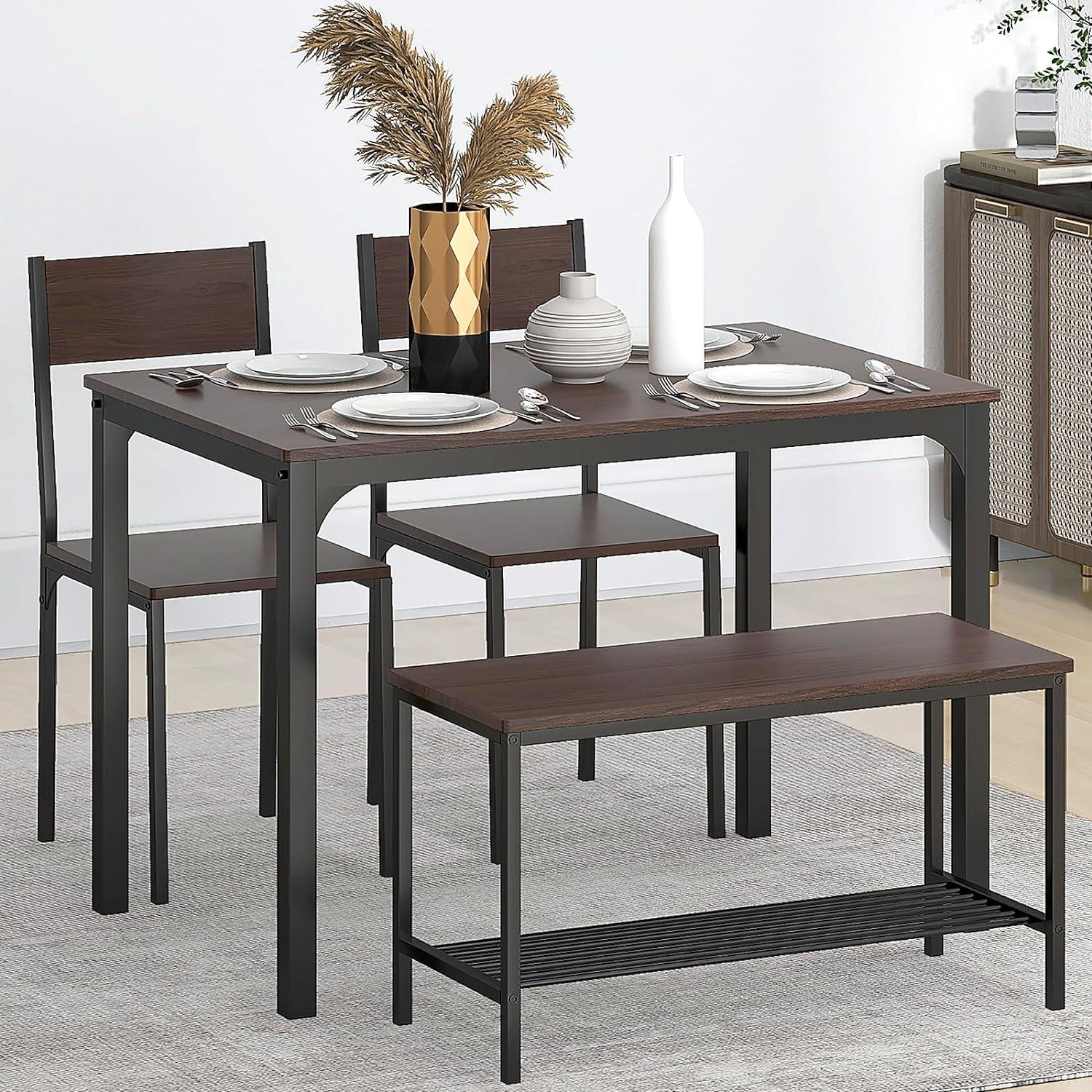 SogesHome Juego de mesa de comedor de 4 piezas para 4 personas, juego de cocina