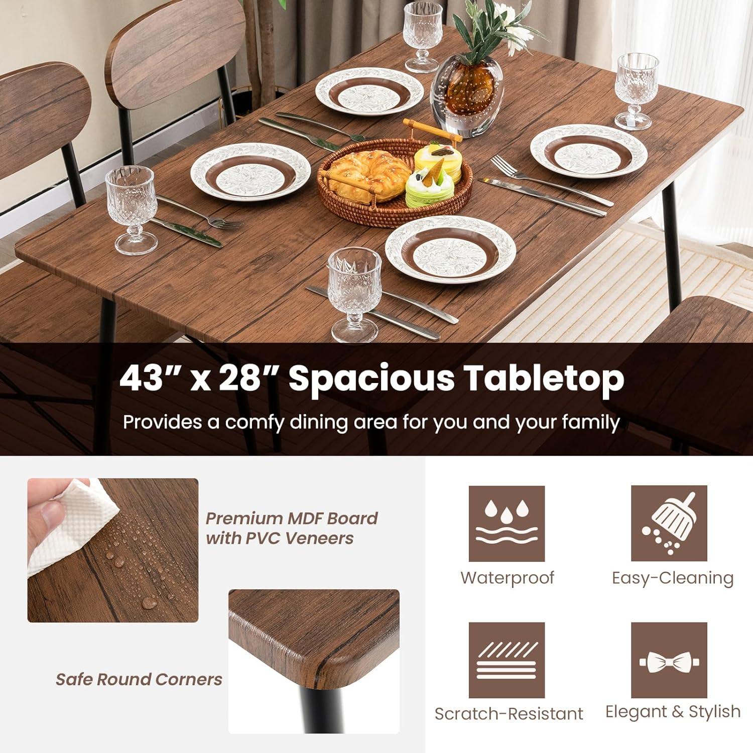 Juego de mesa de comedor para 4, mesa de cocina rectangular y sillas con