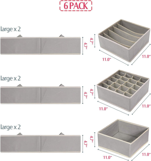 DIOMMELL Juego de 6 cajas de almacenamiento de tela plegables para armario,...
