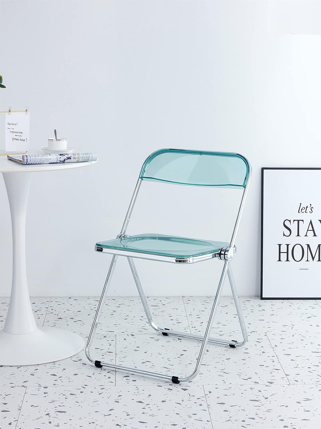 Goujxcy Silla plegable transparente moderna, sillas plegables, asiento de...