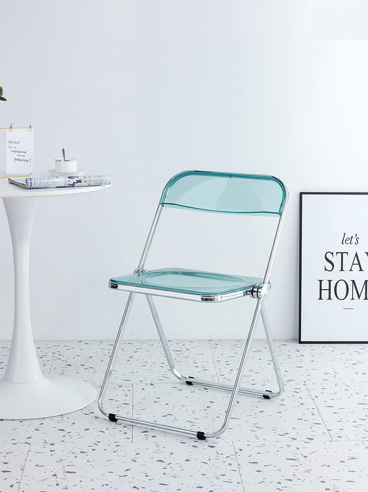 Goujxcy Silla plegable transparente moderna, sillas plegables, asiento de...