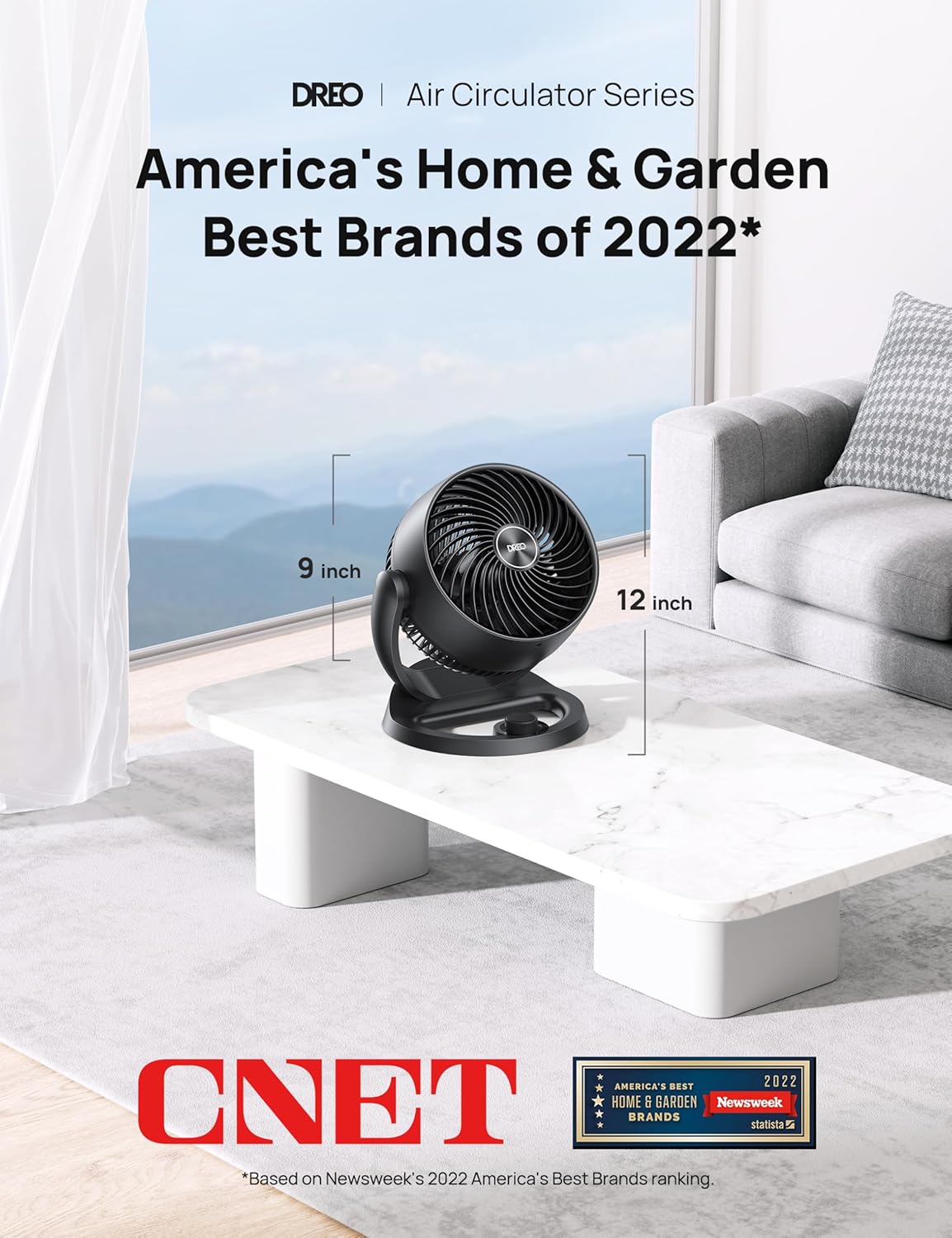 Dreo Ventilador para dormitorio, 12 pulgadas, potente flujo de aire de 70 pies,...