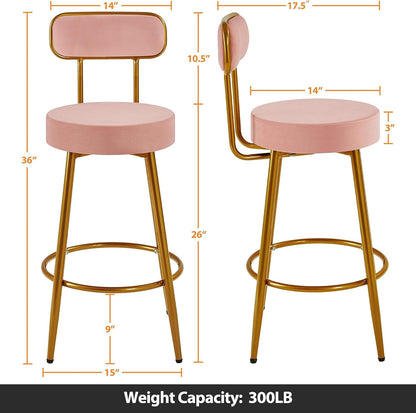 Yaheetech Taburetes de bar de terciopelo de 26 pulgadas de altura de mostrador,...
