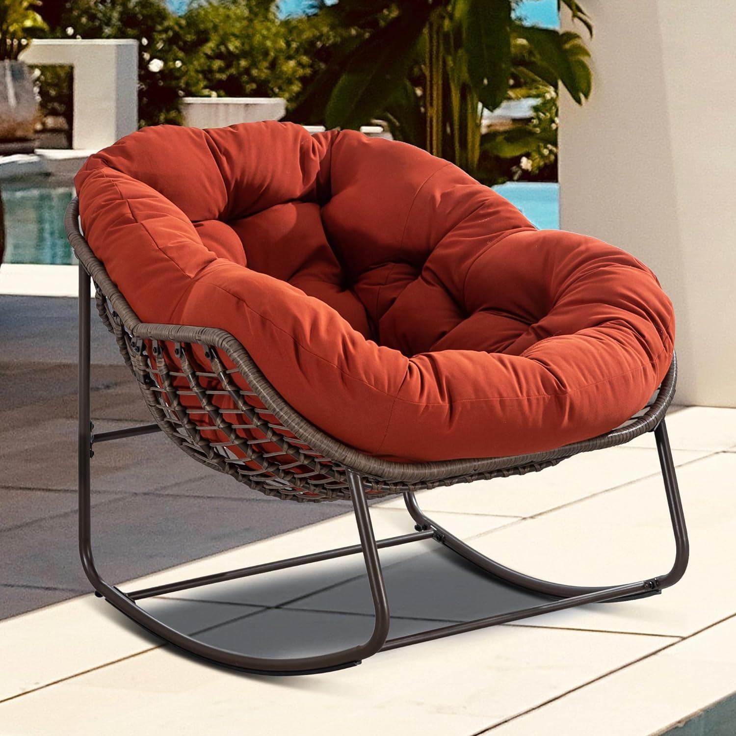 Mecedora Papasan para exteriores, cómoda y de gran tamaño, silla para el patio,...