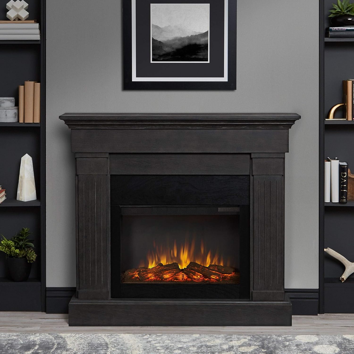 Misc Chimenea eléctrica gris por - 47.4l x 9.5w 41.9h termostato ajustable de...