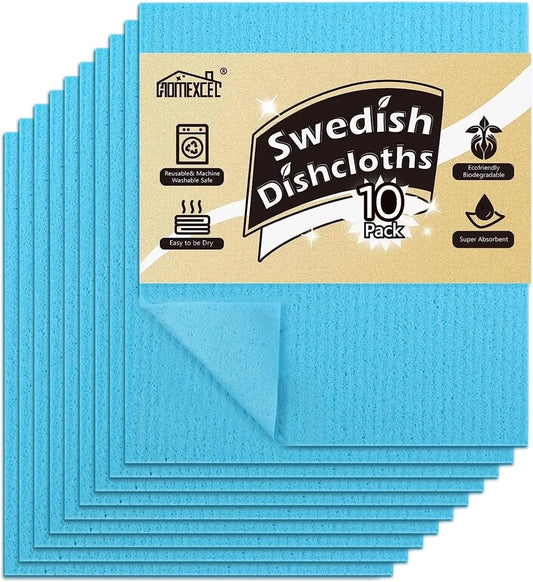 Paquete de 10 paños de cocina suecos para cocina, paños de esponja