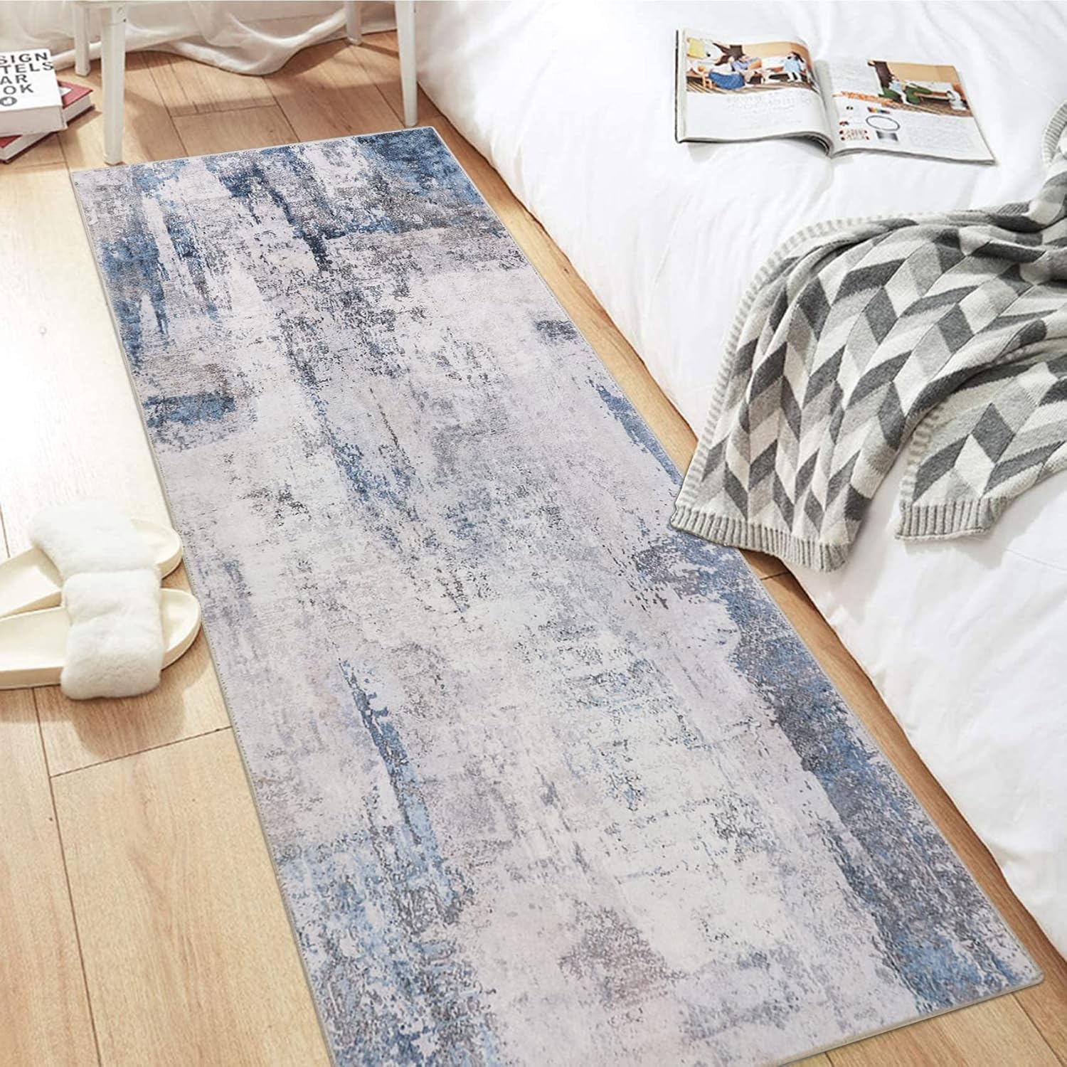 famibay Alfombra de pasillo de 2 x 6 pies con respaldo de goma, moderna...