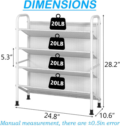 Zapatero de 4 niveles para armario de tela de malla estrechos de metal,...