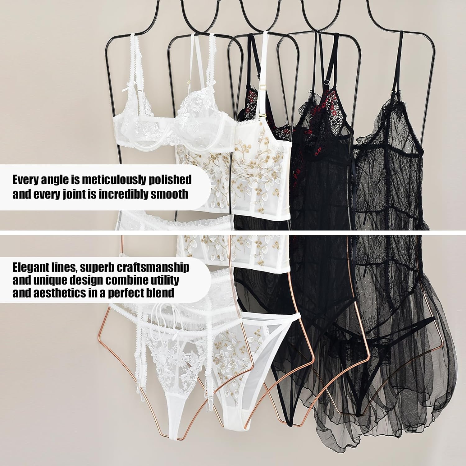 Perchas de ropa con forma de cuerpo, paquete de 10 perchas de lujo de alambre