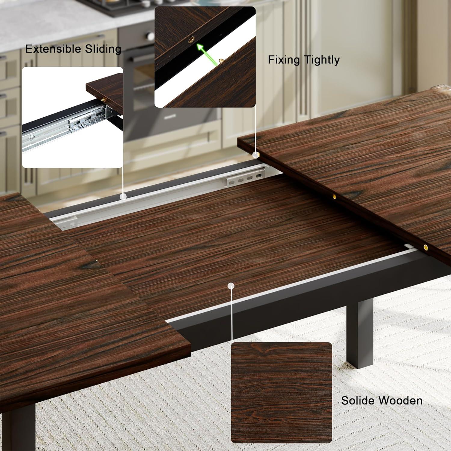 Juego de mesa de comedor extensible de 63 pulgadas para 4, mesa de comedor