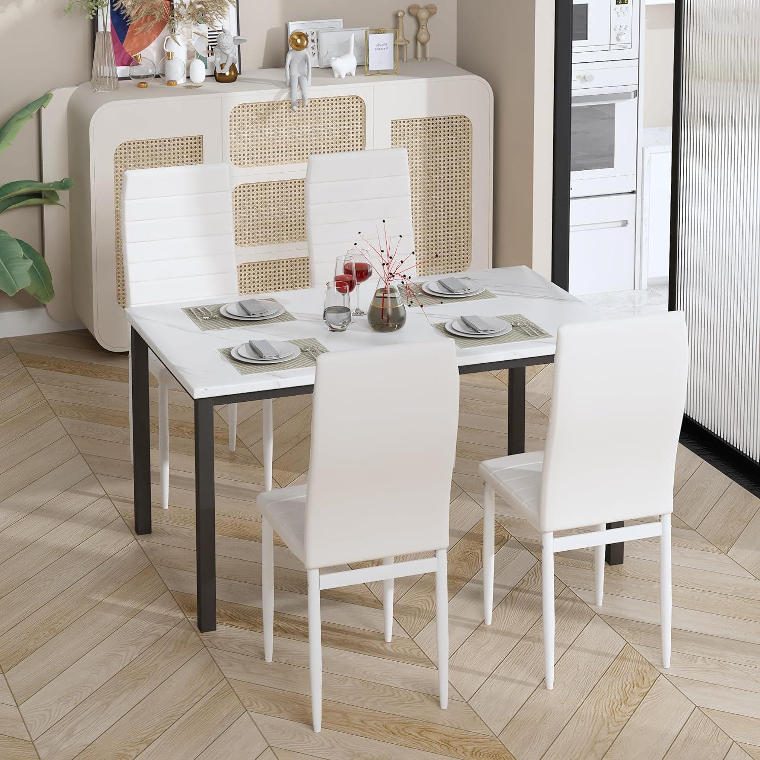 Juego de mesa de comedor para 4, mesa de cocina y sillas, mesa de comedor de