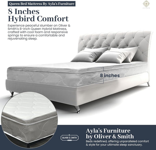 Colchón de cama Queen Colchón híbrido de 8 pulgadas tamaño Queen con espuma