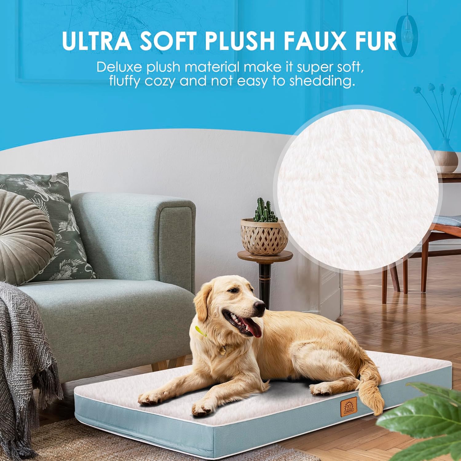 Cama ortopédica para perros medianos, cama impermeable de lujo para perros con...