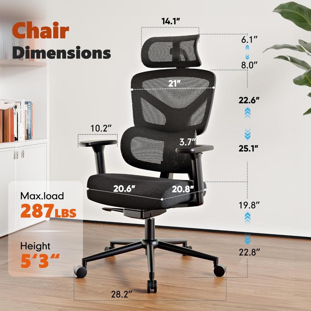 Silla de oficina MOLENTS Negro ergonómica