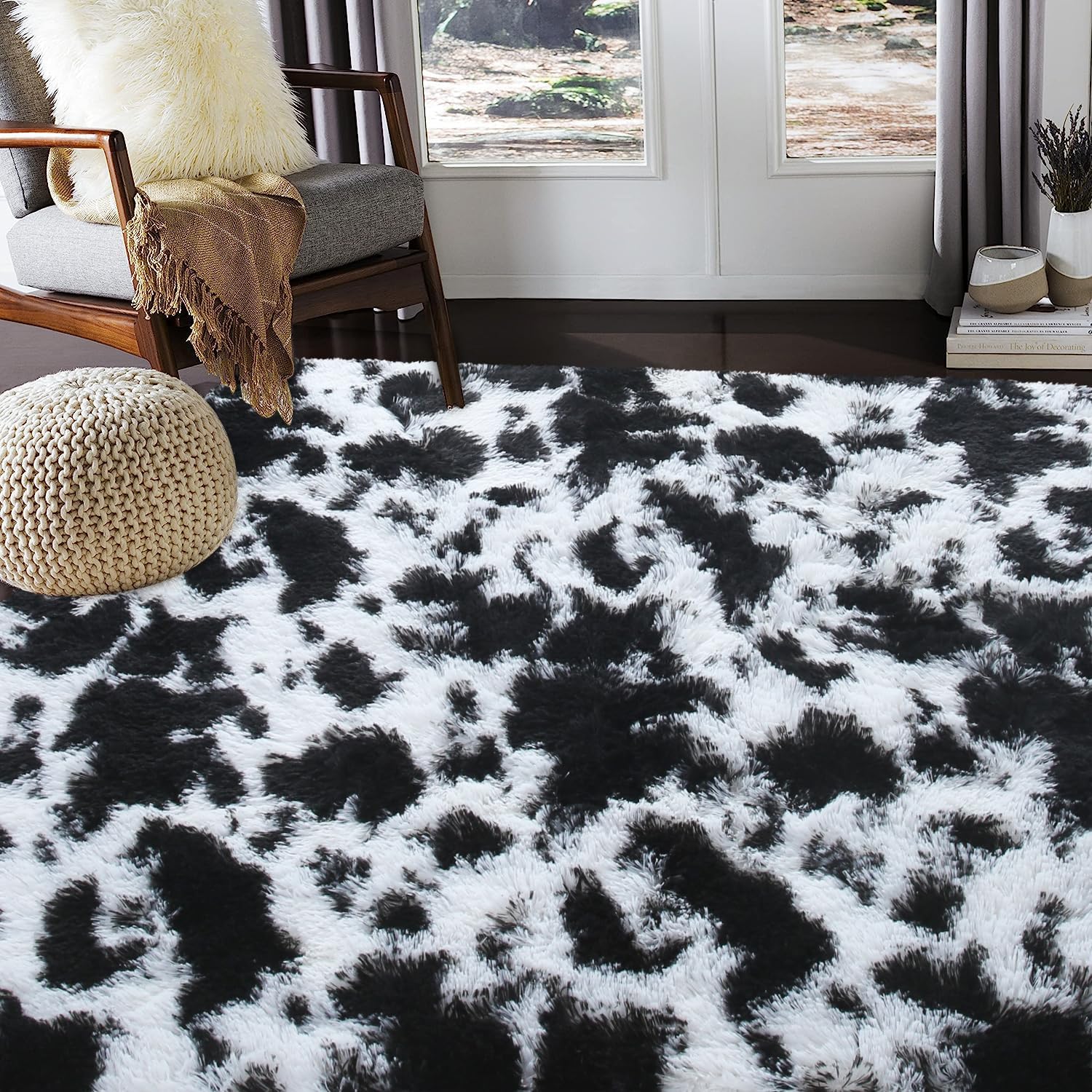 Alfombra de lujo con estampado de vaca lechera de 6 x 9 pies, lindas alfombras...