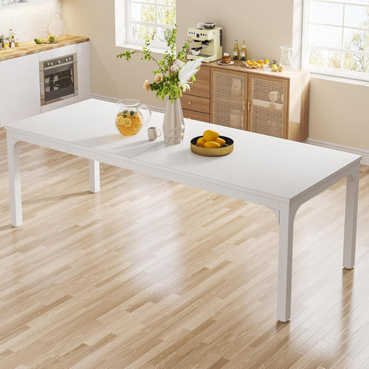 Tribesigns Mesa de comedor blanca para 6-8 personas, mesa rectangular grande de...