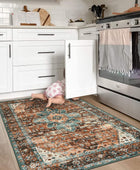 Moynesa Alfombra ultrafina lavable vintage de 3 x 5 pies, estilo bohemio,...