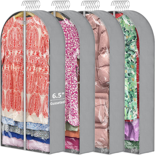 Paquete de 4 bolsas de ropa de 50 pulgadas para colgar ropa con refuerzo de 6.5...