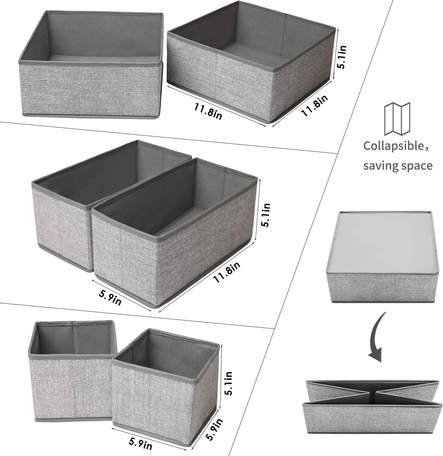 Criusia Organizador de cajones para ropa interior, juego de 6 organizadores