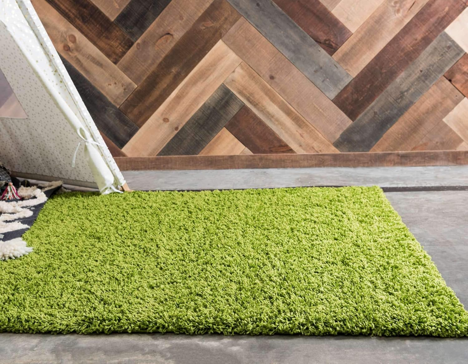 Solid Shag Collection Tapete de área, rectangular, 6 pies y 1 pulgada x 9 pies,