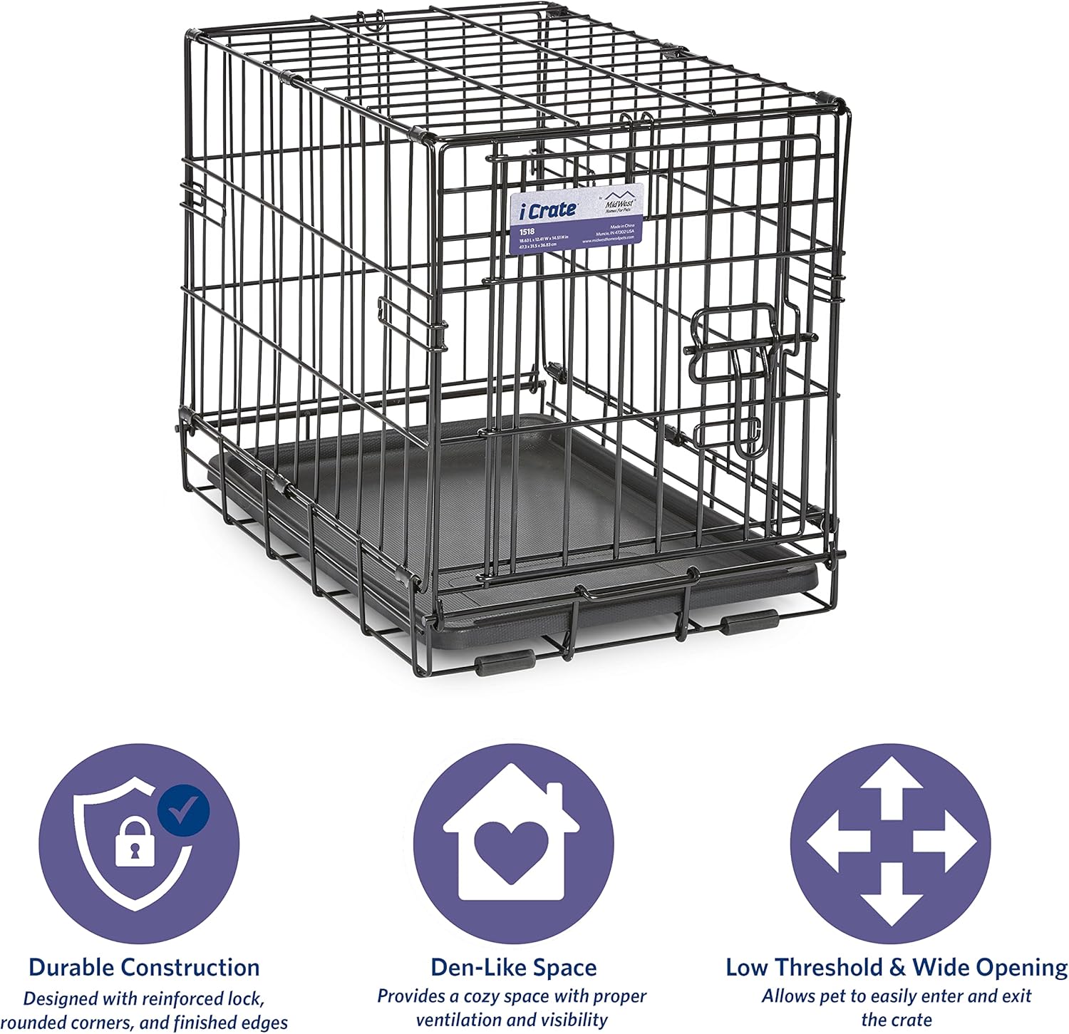 MidWest Homes for Pets - Jaula para perros iCrate de una puerta, mejorada,...