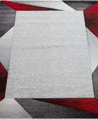 Alfombra de área moderna con borde geométrico rojo gris con corte de contorno,...