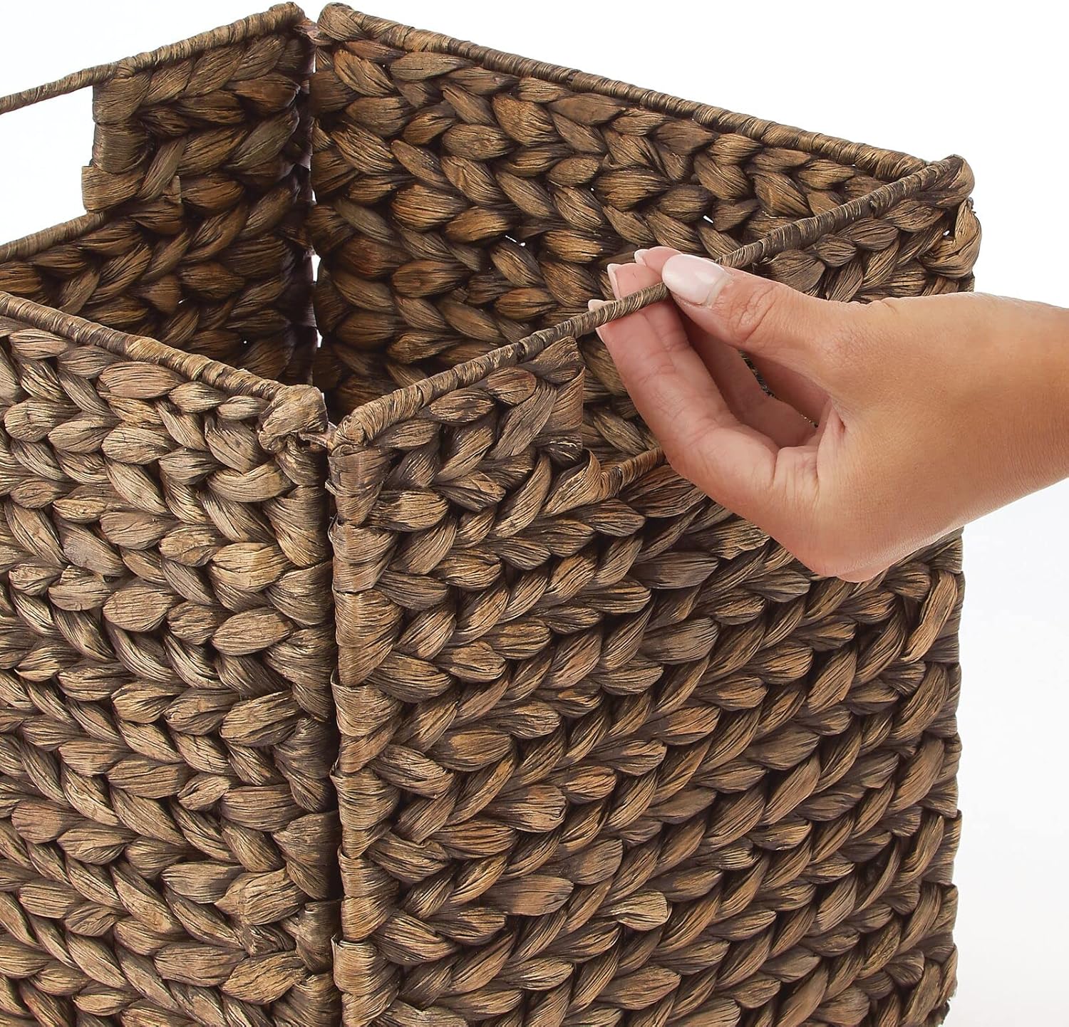 mDesign L Cesta de almacenamiento tejida con jacinto, en forma de cubo, 2