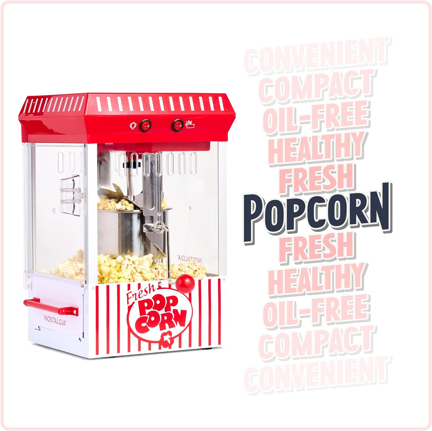 Nostalgia Máquina para hacer palomitas de maíz, mesa profesional con hervidor...