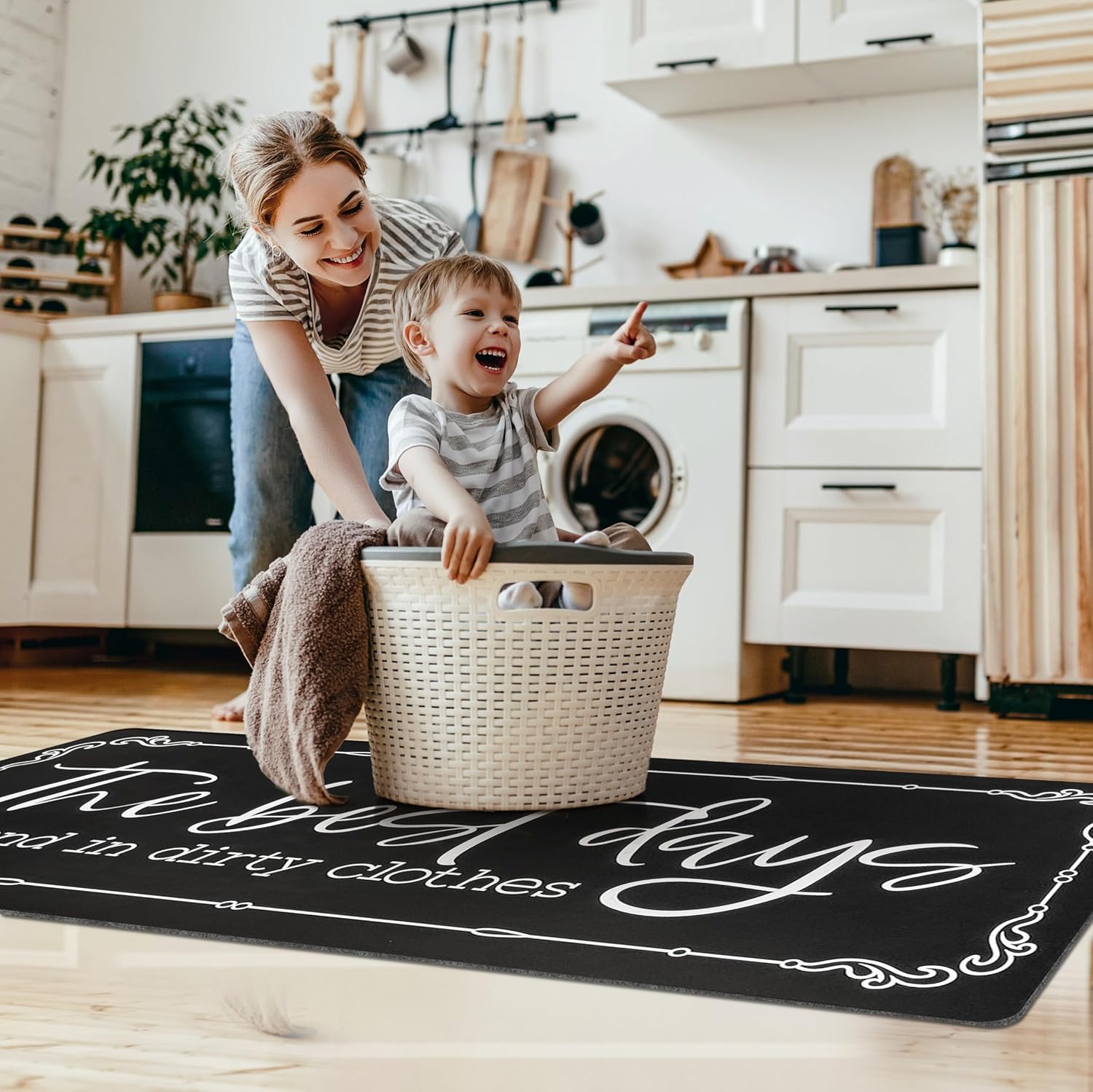 Alfombra antideslizante para cuarto de lavado, 20 x 60 pulgadas, alfombra de