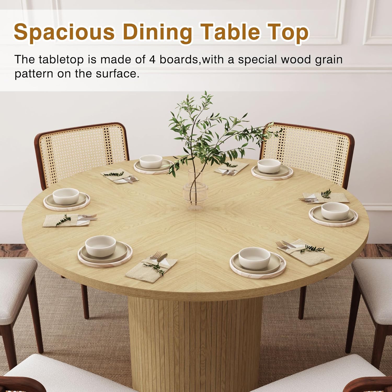 Mesa de comedor redonda para 4, moderna mesa de cocina de granja, mesas de...
