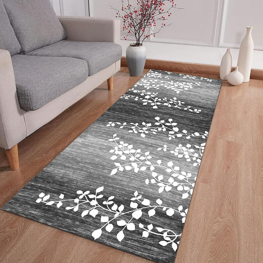 Runner Rug for Entryway, Modern Grey Hallway Long Narrow Rugs Runner Kitchen...