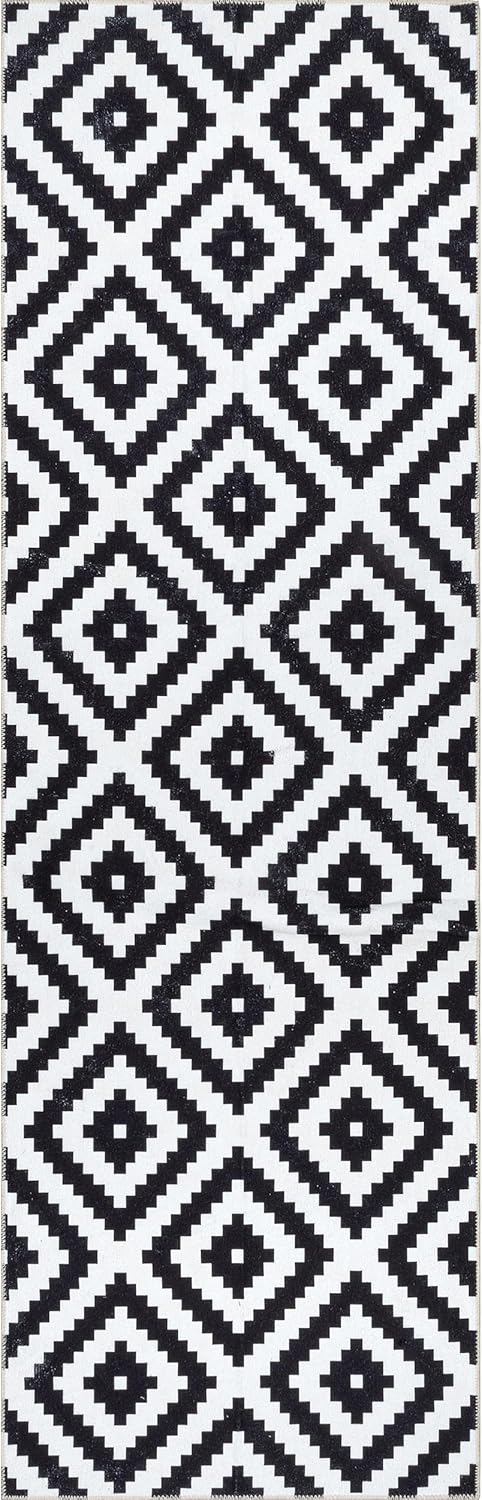 Kellee Alfombra ultra fina lavable a máquina, diseño de diamantes modernos, 2