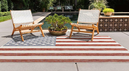 Rugs.com Jill Zarin Outdoor Collection Alfombra de tejido plano rojo de 2 pies