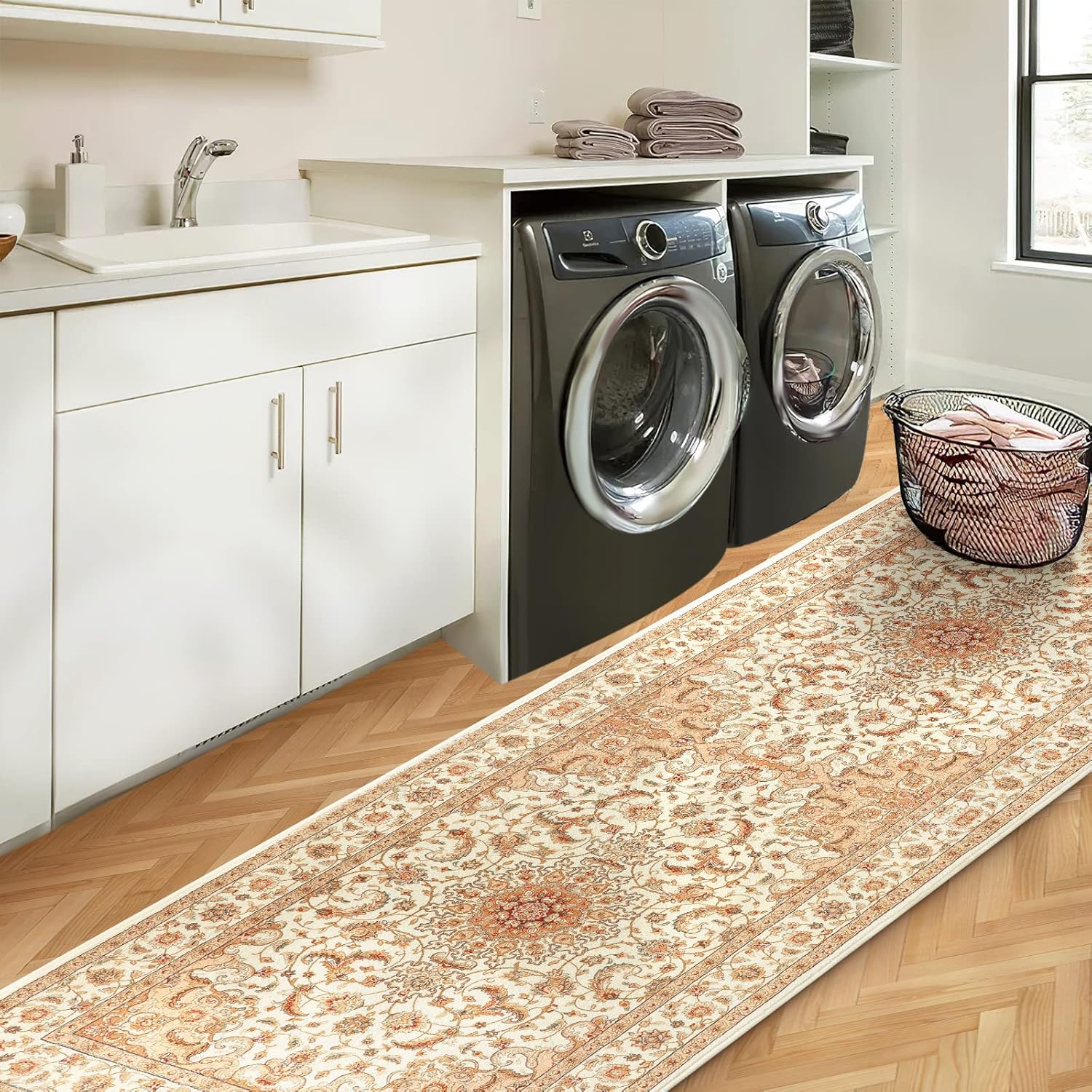 COMSLE Alfombra bohemia de 2 x 6 pies, lavable para pasillo, de lana sintética,...