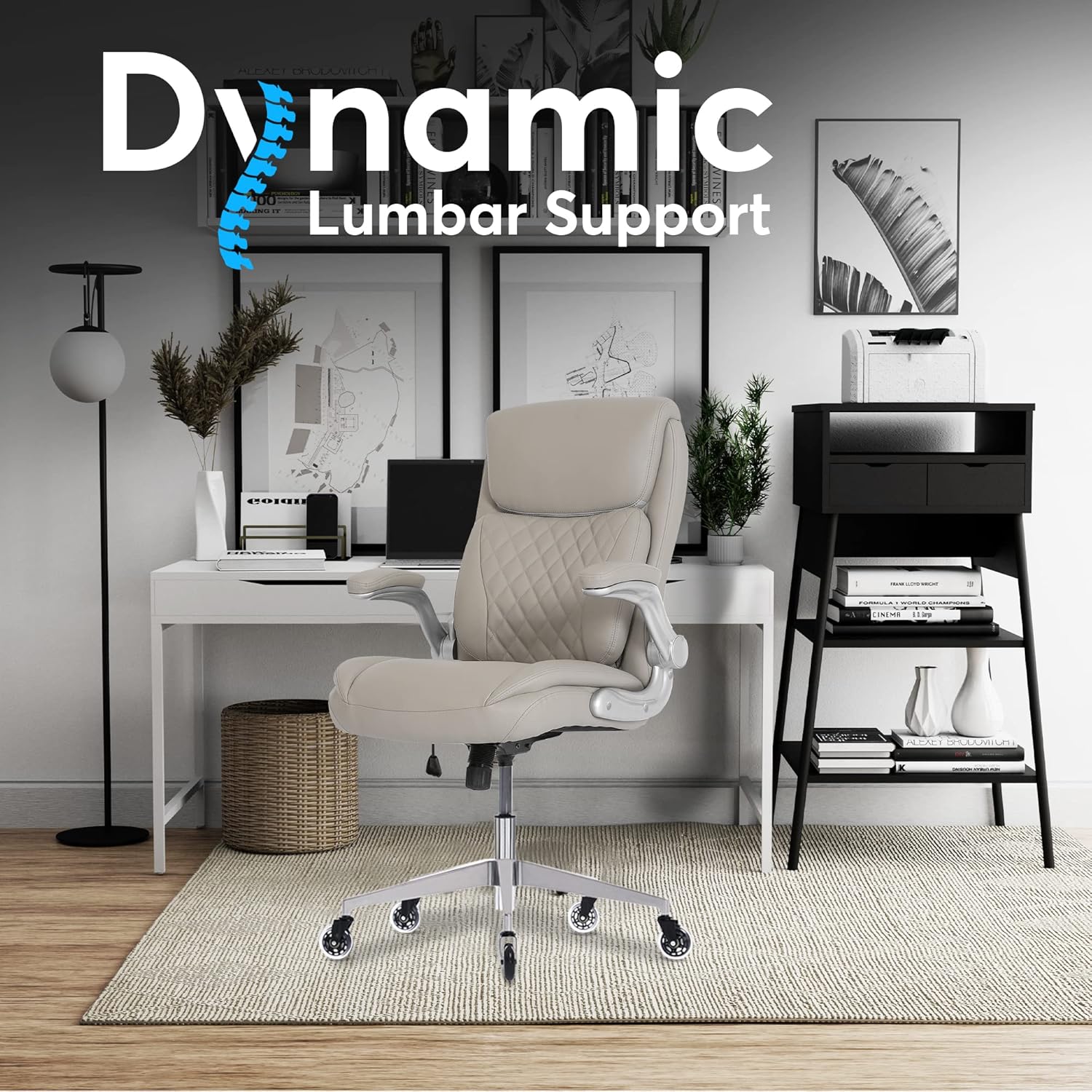 Oline Silla ergonómica de oficina ejecutiva  Silla de escritorio de piel...