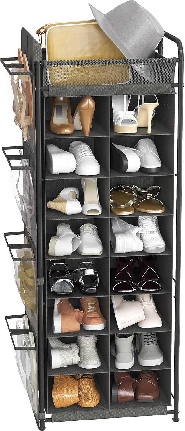 Simple Houseware Soporte para zapatos con bolsillos laterales para colgar ...