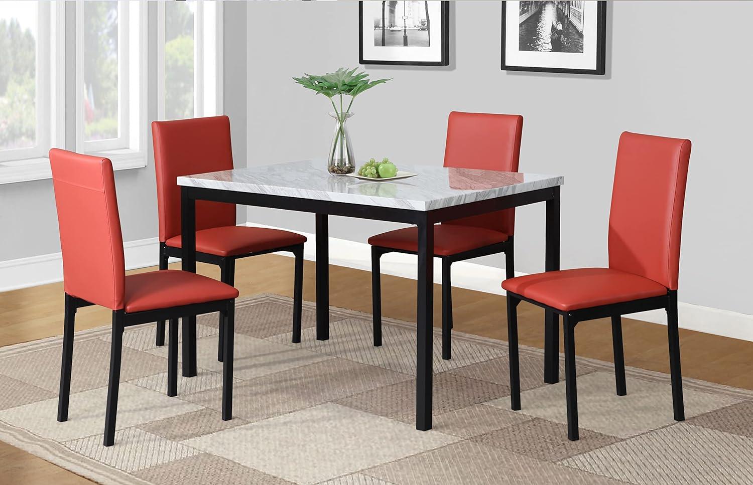 Roundhill Furniture Juego de comedor de metal Citico de 5 piezas con tapa de