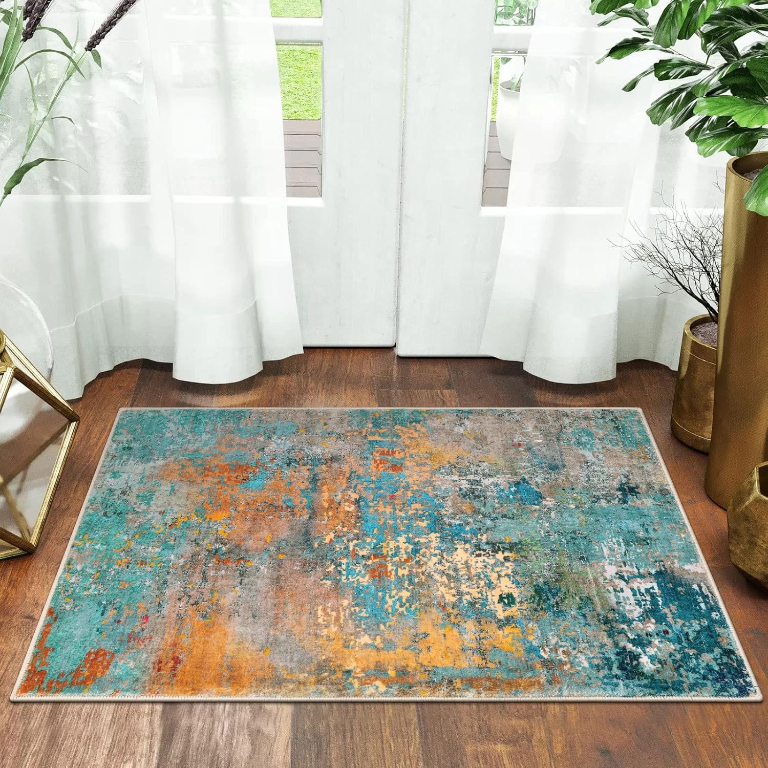 Morebes Alfombra de cocina lavable abstracta de 2 x 3 pulgadas, moderna...