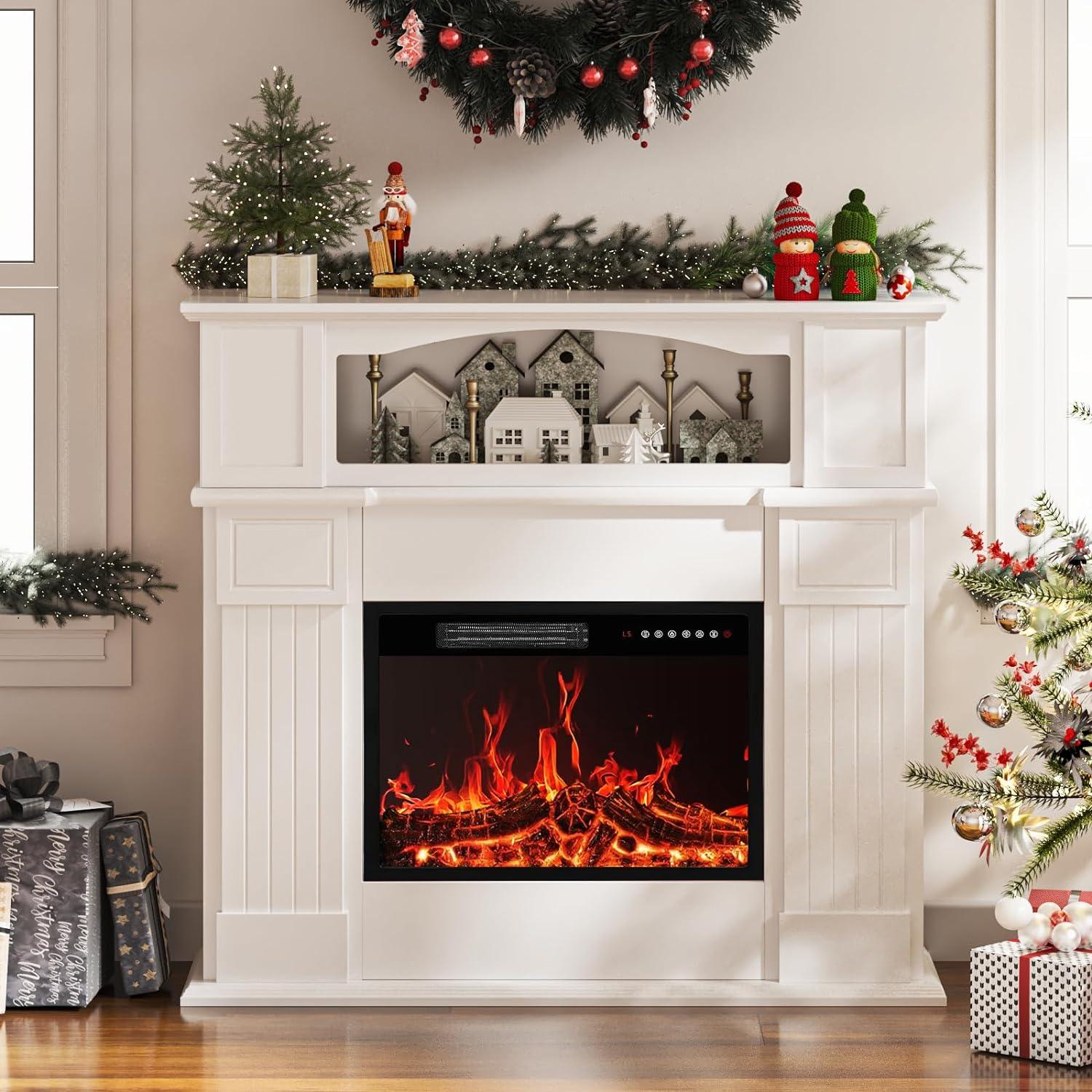Chimenea eléctrica de 43 pulgadas con chimenea, inserto de chimenea eléctrica