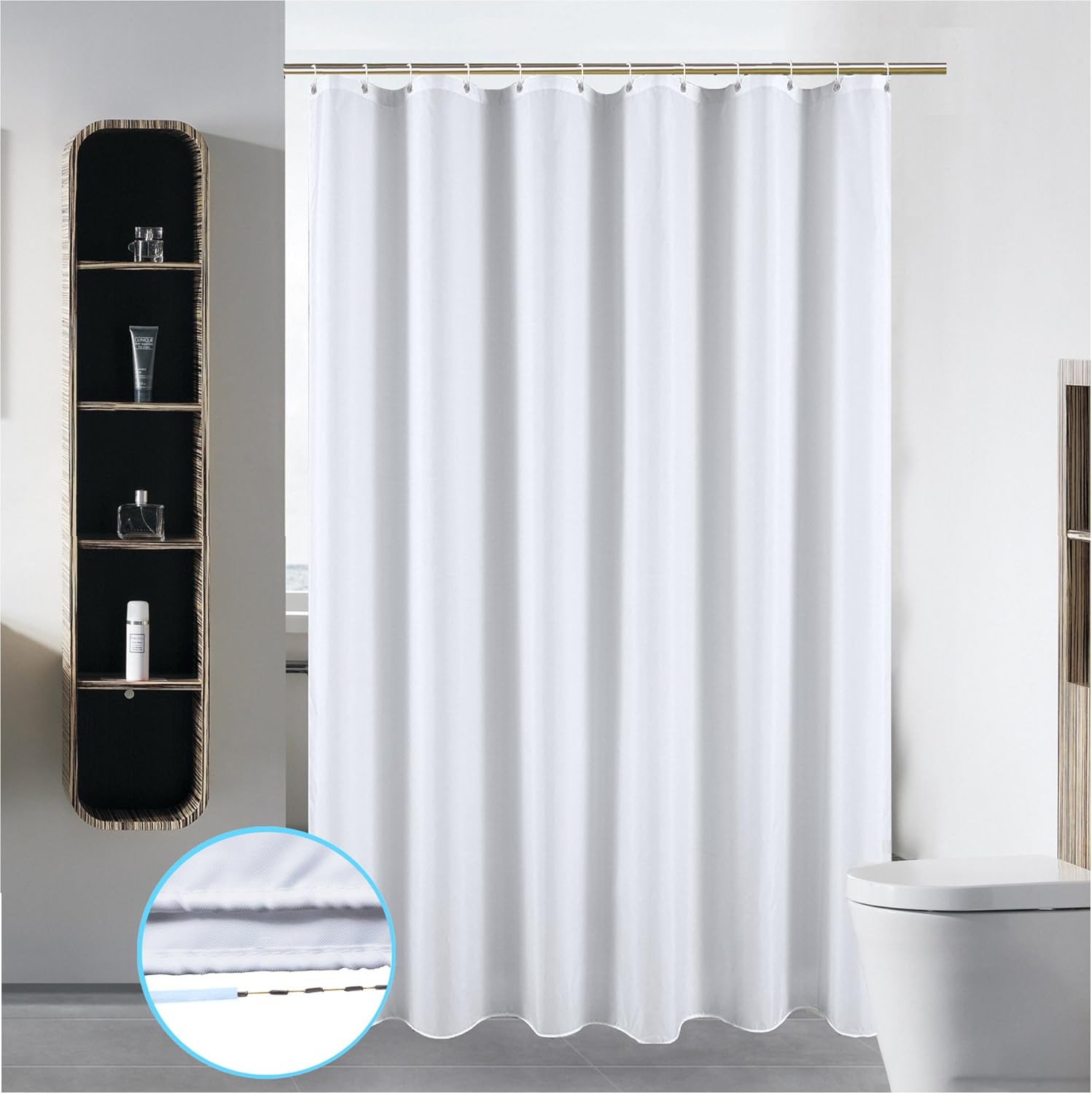 SLattye Forro de cortina de ducha de lujo para baño, tela repelente al agua,...
